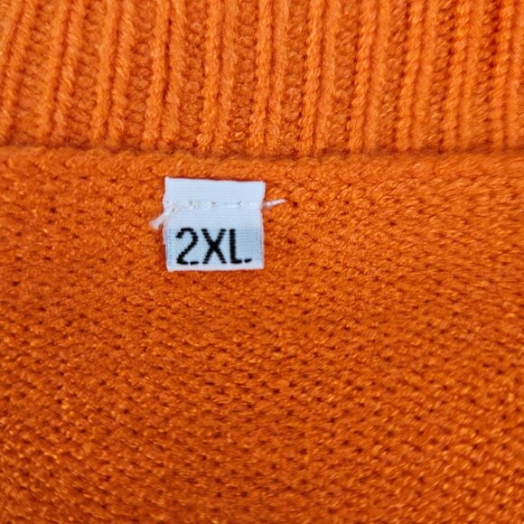 Womens 2XL  Halloween Orange Sweater Pumpkin Face Design Cozy & Fun Festive - Picture 10 of 11